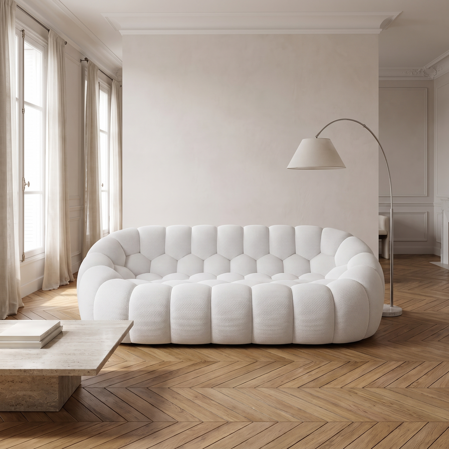 AP-89 3 seat sofa in Cloud White in a bright Parisian living room