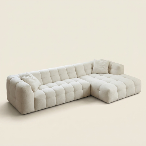 AP-27 Bubble Corner Sofa in Cloud White bouclé, chaise right, studio packshot