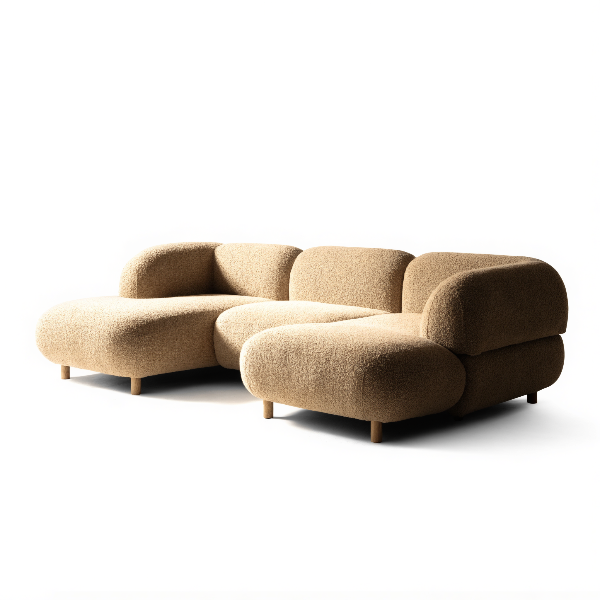 The Retreat modular sectional in sand bouclé