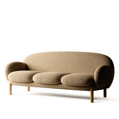 The Haven three-seater sofa in oatmeal bouclé