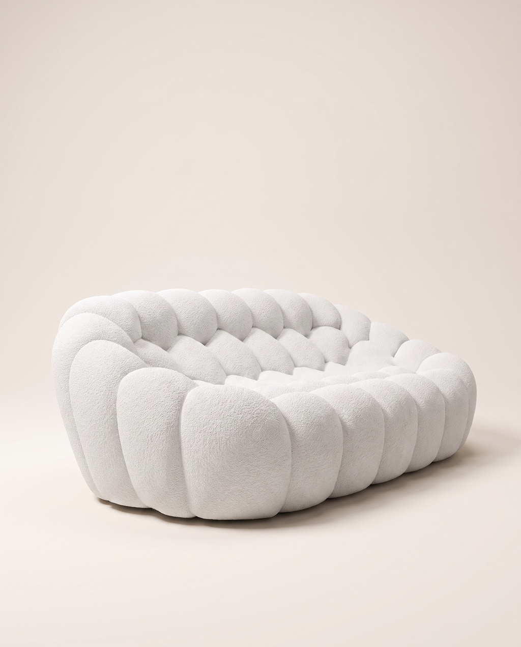 AP-89 3 seat bouclé bubble sofa, Cloud White, studio packshot