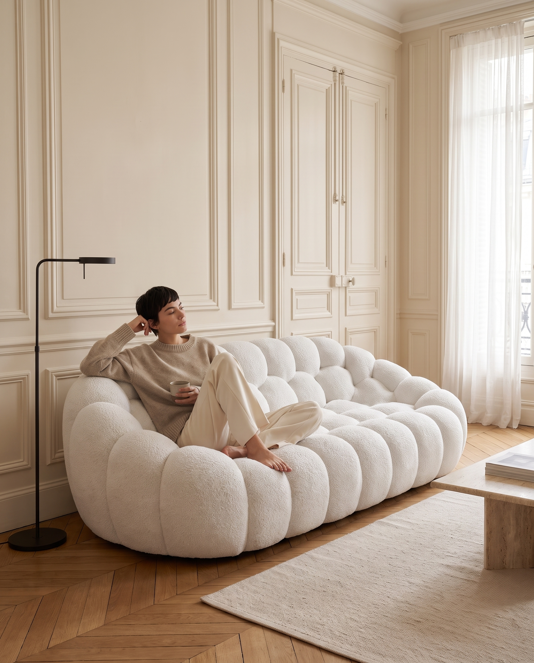 AP-89 3 seat sofa seen from an angle, seated