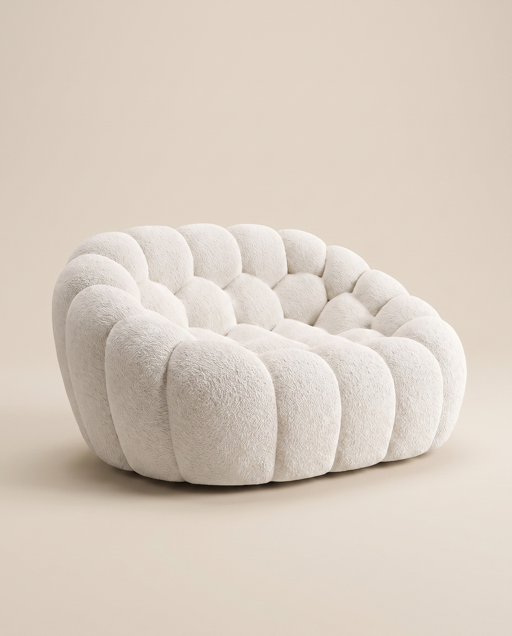 AP-89 1 seat bouclé bubble armchair, Cloud White, studio packshot