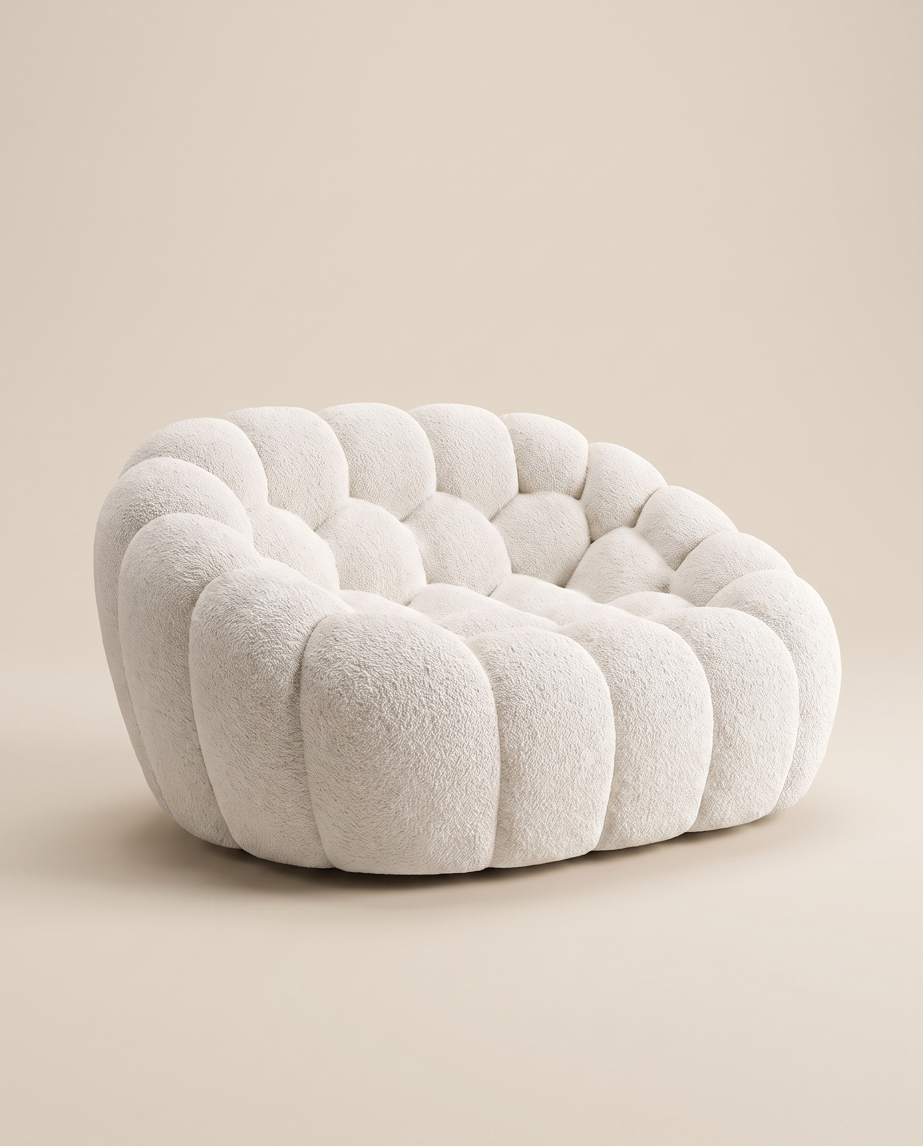 AP-89 1 seat bouclé bubble armchair, Cloud White, studio packshot