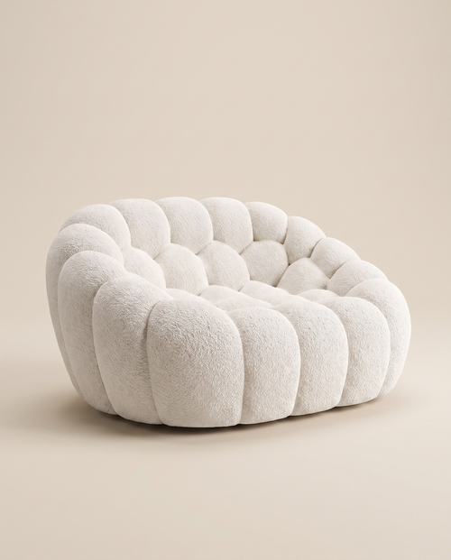 AP-89 1 seat bouclé bubble armchair, Cloud White, studio packshot