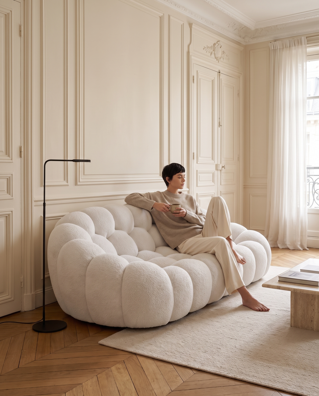 AP-89 2 seat sofa seen from an angle, seated