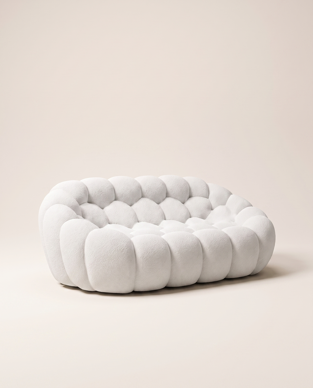 AP-89 2 seat bouclé bubble sofa, Cloud White, studio packshot