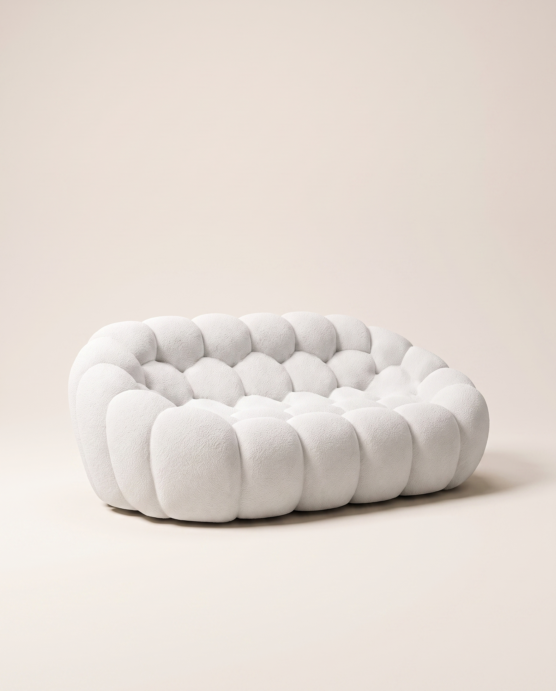 AP-89 2 seat bouclé bubble sofa, Cloud White, studio packshot