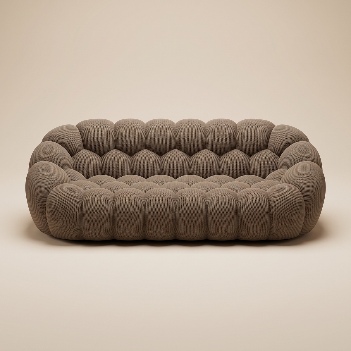 AP-89 3 seat bubble sofa in Clay Taupe 3D air-mesh, straight-on studio packshot
