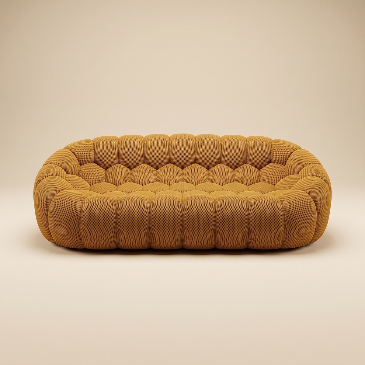 AP-89 3 seat bubble sofa in Amber 3D air-mesh, straight-on studio packshot