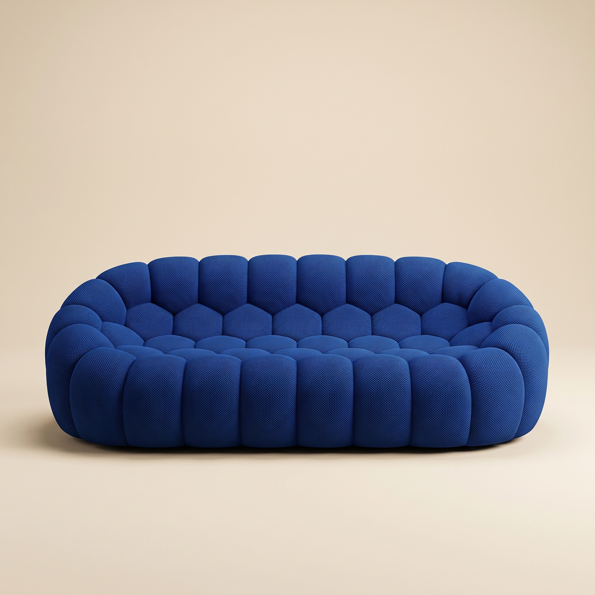 AP-89 3 seat bubble sofa in Cobalt 3D air-mesh, straight-on studio packshot
