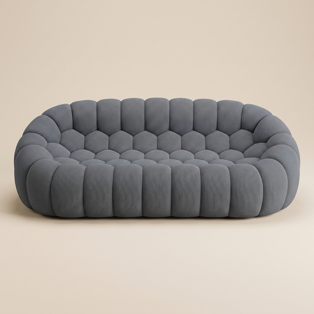 AP-89 3 seat bubble sofa in Slate 3D air-mesh, straight-on studio packshot