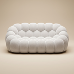 AP-89 2 seat bubble sofa in Cloud White 3D air-mesh, straight-on studio packshot