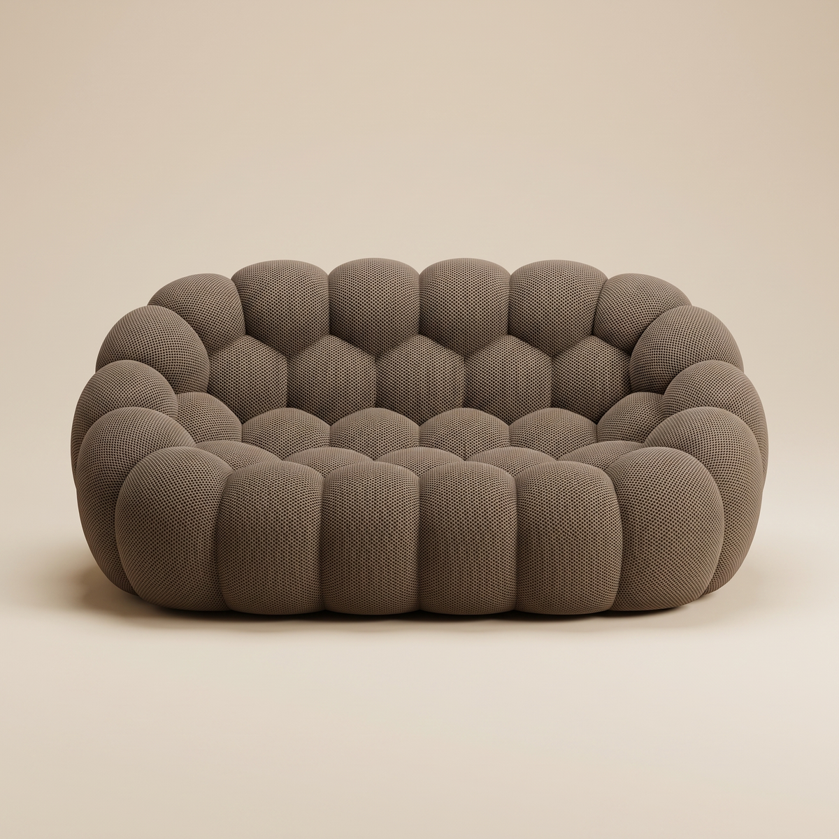 AP-89 2 seat bubble sofa in Clay Taupe 3D air-mesh, straight-on studio packshot