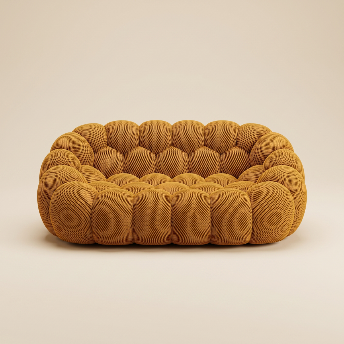 AP-89 2 seat bubble sofa in Amber 3D air-mesh, straight-on studio packshot