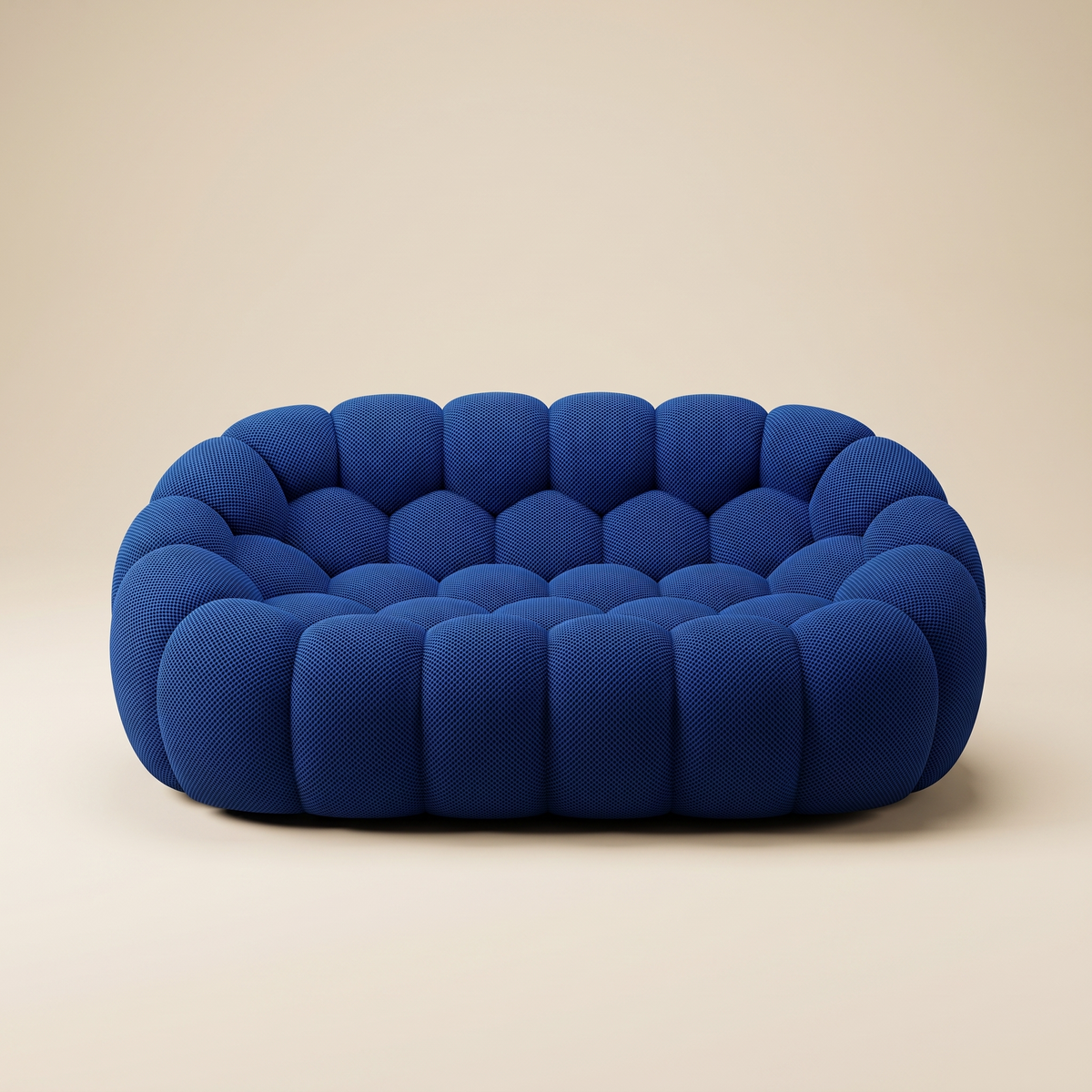 AP-89 2 seat bubble sofa in Cobalt 3D air-mesh, straight-on studio packshot