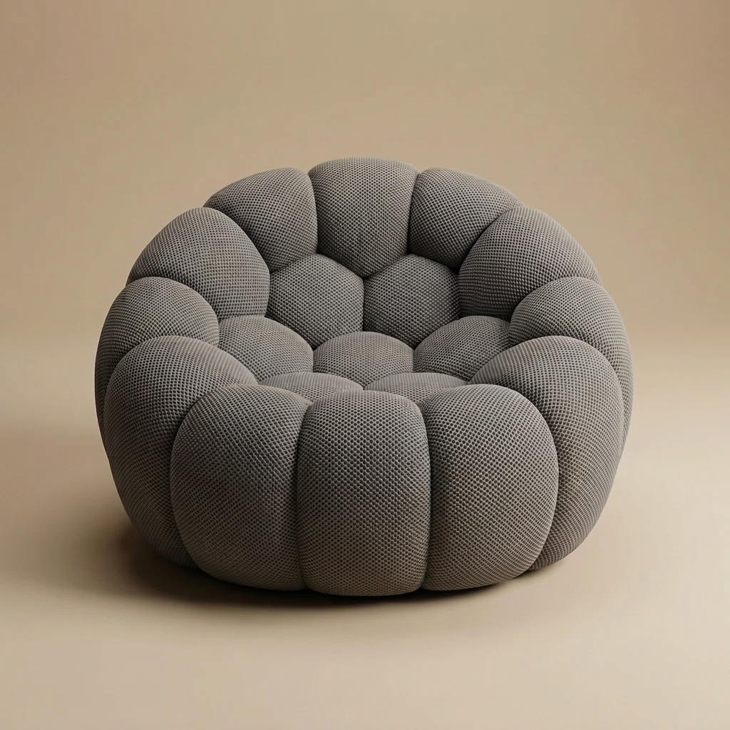 AP-89 1 seat bubble armchair in Slate 3D air-mesh, straight-on studio packshot