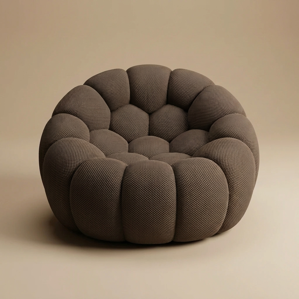 AP-89 1 seat bubble armchair in Clay Taupe 3D air-mesh, straight-on studio packshot
