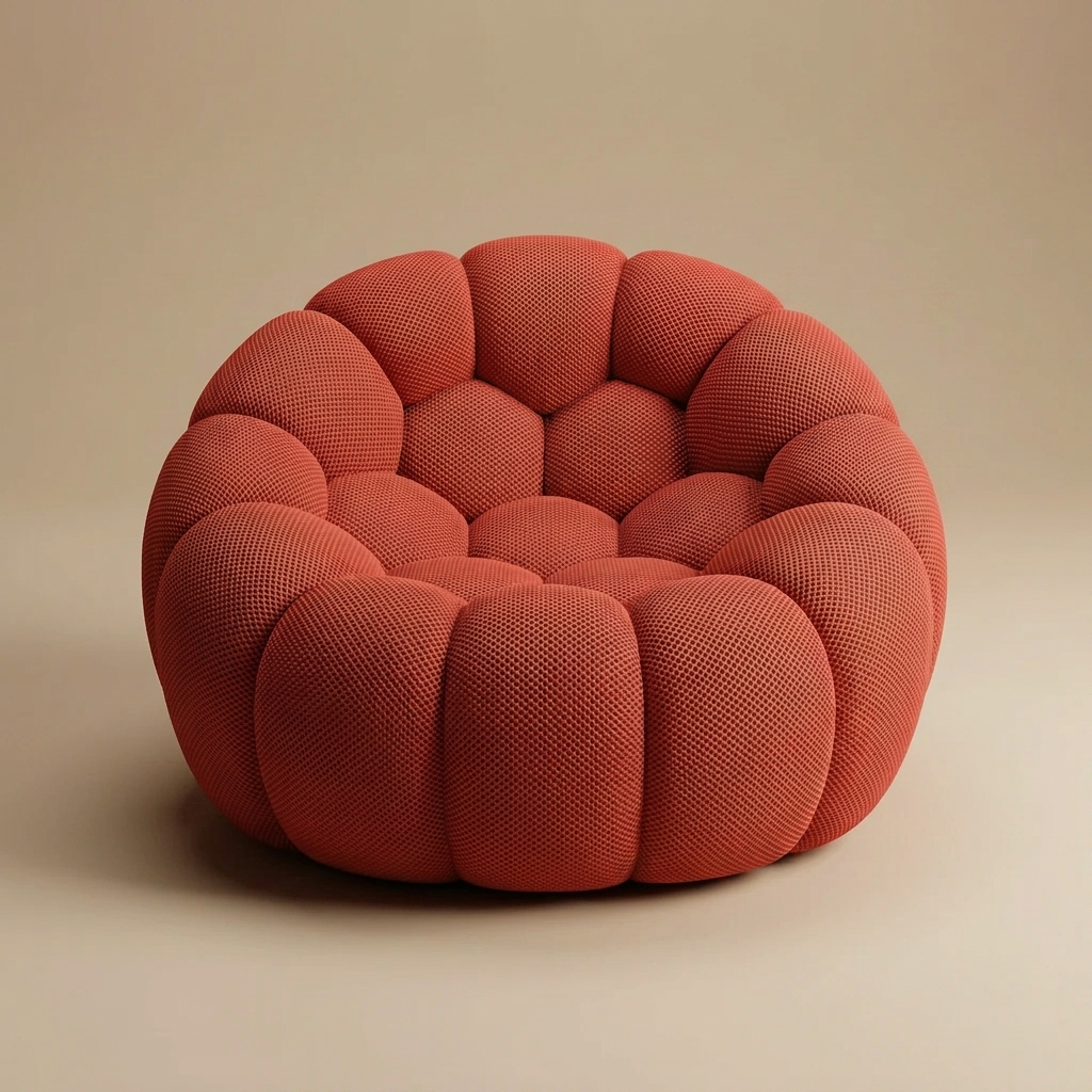AP-89 1 seat bubble armchair in Signal Red 3D air-mesh, straight-on studio packshot