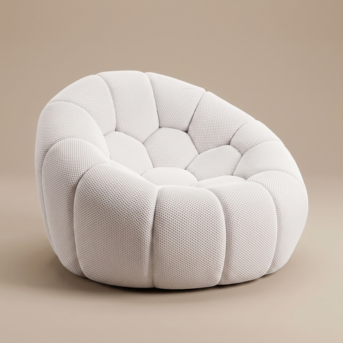 AP-89 1 seat bubble armchair in Cloud White 3D air-mesh, three-quarter studio packshot