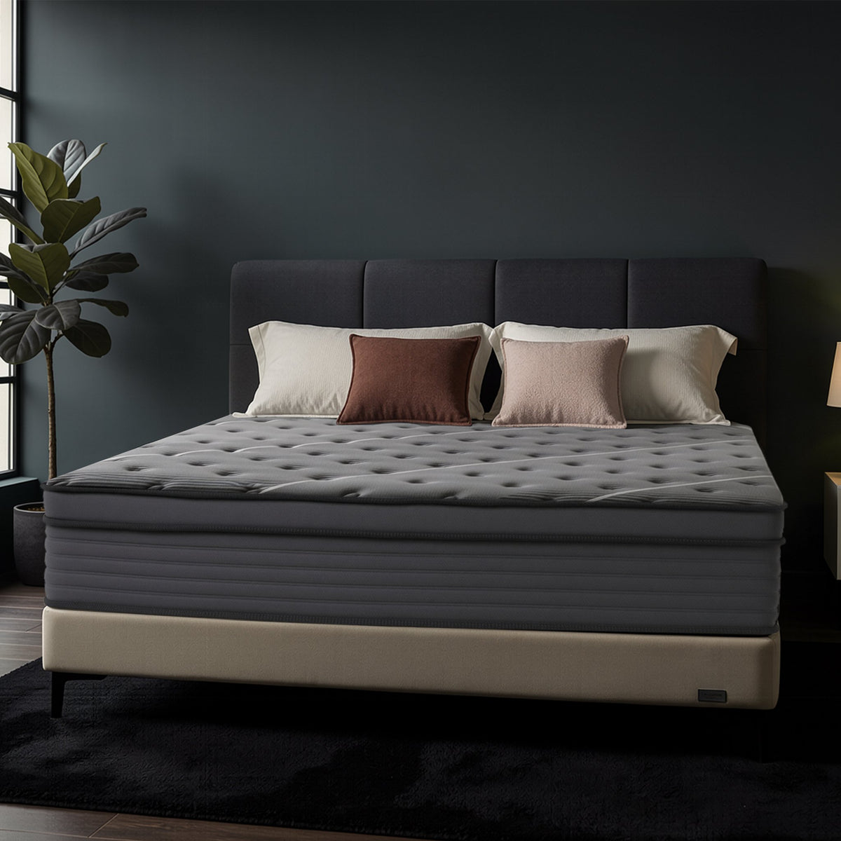 Rest Hybrid Mattress with quilted pillow top in a bedroom