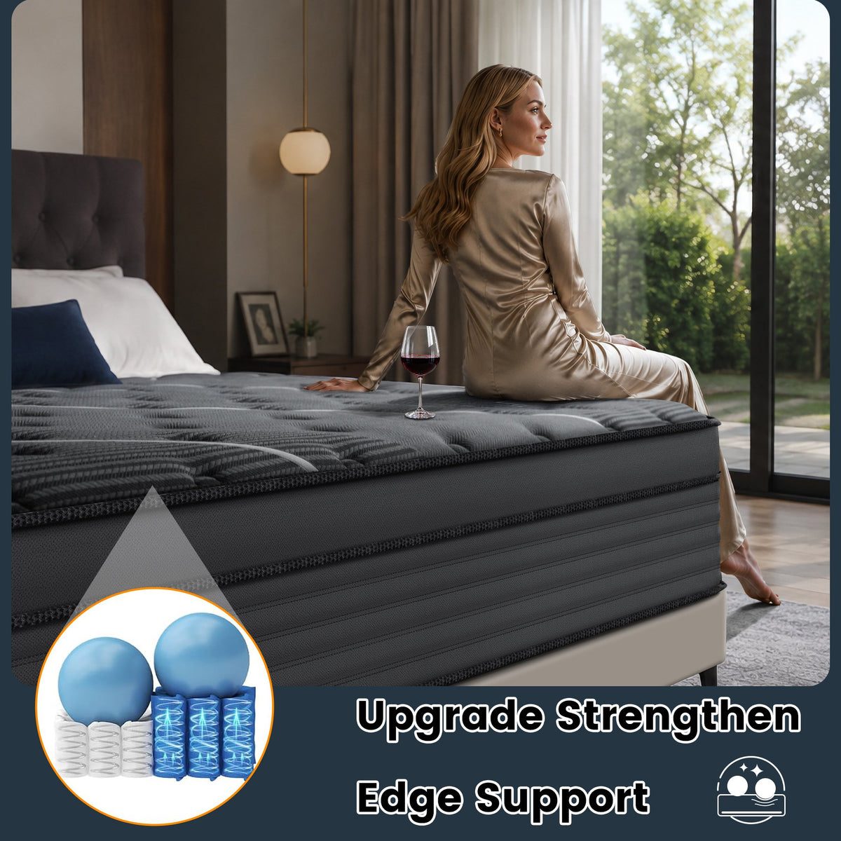 Reinforced edge support on the Rest Hybrid Mattress