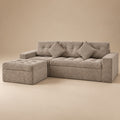 Haven Corduroy Sectional in Mushroom with ottoman