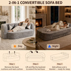 Arc Sofa Bed in Silver Gray: converting from sofa to bed in three steps