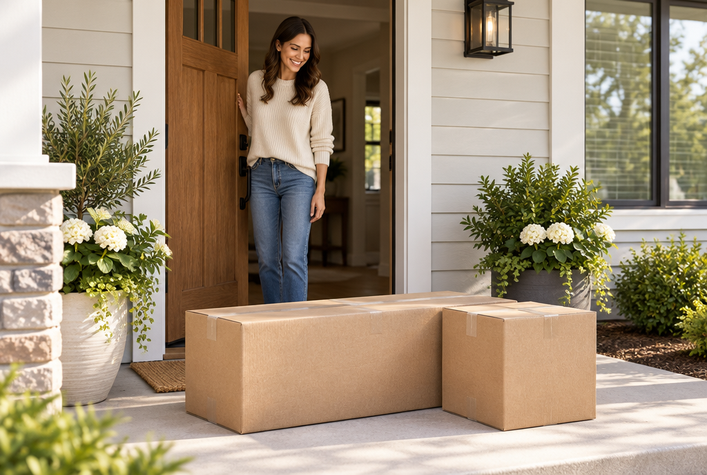 Two Haven boxes delivered on a front porch