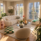 The AP-89 in Cloud White in a sunlit apartment with plants and a balcony