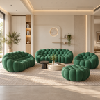 The full AP-89 range in one room: armchair, two seat and three seat, all in a matching green 3D spacer air-mesh